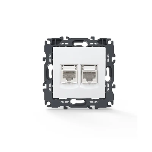 PRIME ТЕЛЕФОНЕН КОНТАКТ 1xRJ11 CAT3 IP20 И LAN КОНТАКТ 1xRJ45 CAT6 UTP IP20 БЯЛ
