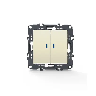 PRIME 2-КЛЮЧОВ 1-ПОЛЮСЕН ПРЕВКЛЮЧВАТЕЛ И LED ЛОКАТОРНА ЛАМПА (ON-OFF) БЕЗ ВИНТОВЕ 1+1P 10AX 250VAC IP20 СЛОНОВА КОСТ