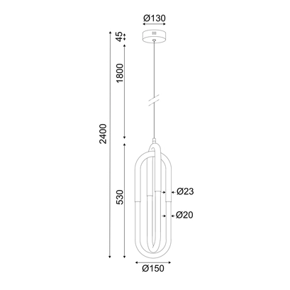 ПЕНДЕЛ LED 16W 3000K 1120LM VENUS ХРОМ МЕТАЛ IP20 15X15XH230CM