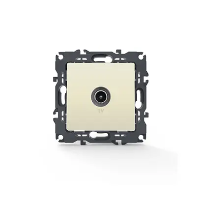 PRIME TV КОНТАКТ КРАЕН МЪЖКИ КОНЕКТОР И ЗАЩИТА ОТ ПРЕНАПРЕЖЕНИЕ IP20 СЛОНОВА КОСТ