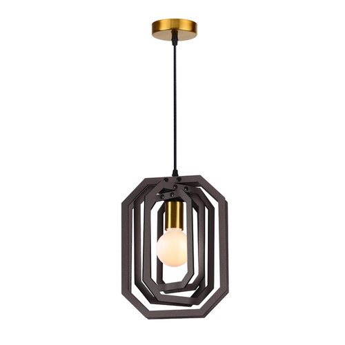PENDANT LUMINAIRE 1ΧΕ27 DARK BROWN LEATHER MDF D24XH100CM TRITON