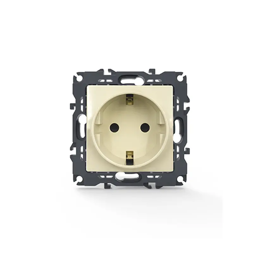 PRIME SCHUKO SOCKET WITH SAFETY SHUTTER 1x2P+E 16A 250VAC IP20 IVORY