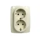 PRIME ШУКО КОНТАКТ СЪС ЗАЩИТНИ КАПАЧЕТА 2x2P+E 16A 250VAC IP20 СЛОНОВА КОСТ