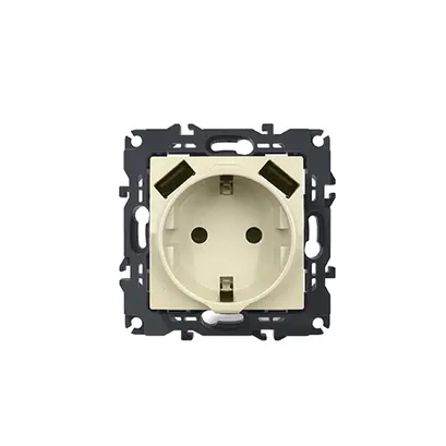 PRIME ШУКО КОНТАКТ СЪС ЗАЩИТНИ КАПАЧЕТА 1x2P+E 16A 250VAC И 2 USB 5VDC 3.1A IP20 СЛОНОВА КОСТ
