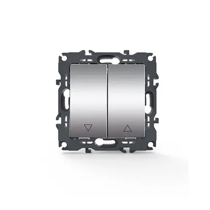 PRIME 2-КЛЮЧОВ ПРЕВКЛЮЧВАТЕЛ ЗА ЩОРИ БЕЗ ВИНТОВЕ 1-1P 10AX 250VAC IP20 МАТОВ АЛУМИНИЙ