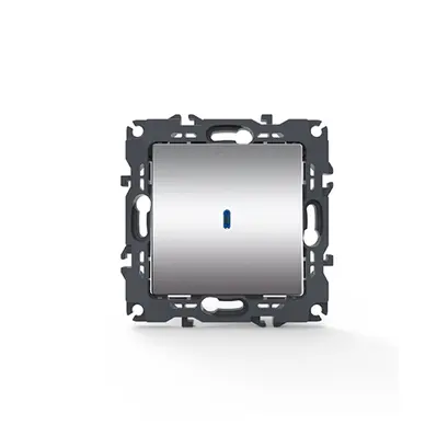 PRIME 1 GANG 2 WAY SWITCH & LED CONTROL LAMP (ON-ON) SCREWLESS 1P 10AX 250VAC IP20 MATT ALUMINUM