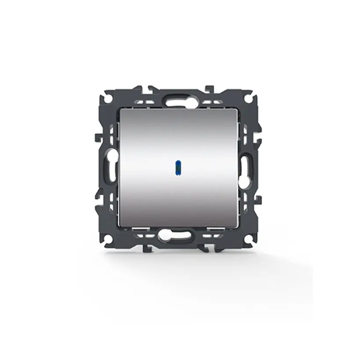 PRIME 1 GANG 2 WAY SWITCH & LED LOCATOR LAMP (ON-OFF) SCREWLESS 1P 10AX 250VAC IP20 MATT ALUMINUM