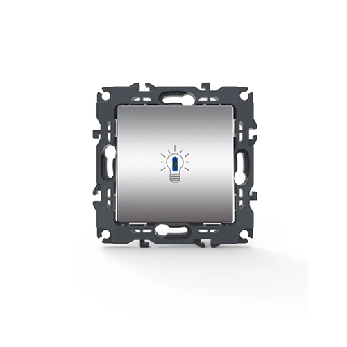PRIME 1-КЛЮЧОВ БУТОН И LED ЛАМПА БЕЗ ВИНТОВЕ 1P 10A 250VAC IP20 МАТОВ АЛУМИНИЙ