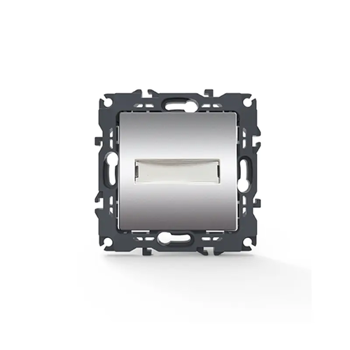 PRIME 1-КЛЮЧОВ БУТОН И ТАБЕЛКА С ИМЕ LED ЛАМПА (12VAC) БЕЗ ВИНТОВЕ 1P 10A 250VAC IP20 МАТОВ АЛУМИНИЙ