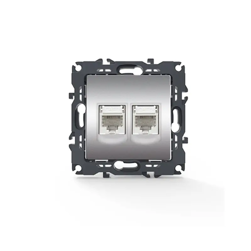 PRIME ТЕЛЕФОНЕН КОНТАКТ 2xRJ11 CAT3 IP20 МАТОВ АЛУМИНИЙ