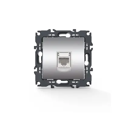 PRIME LAN КОНТАКТ 1xRJ45 CAT6 UTP IP20 МАТОВ АЛУМИНИЙ