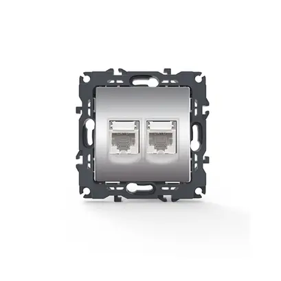 PRIME LAN SOCKET 2xRJ45 CAT6 UTP IP20 MATT ALUMINUM