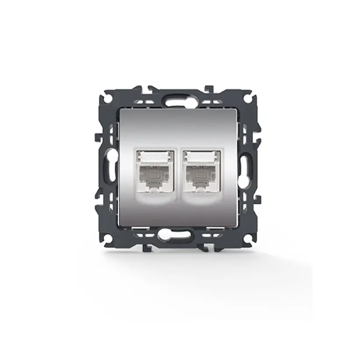 PRIME LAN SOCKET 2xRJ45 CAT6 UTP IP20 MATT ALUMINUM