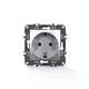 PRIME ШУКО КОНТАКТ СЪС ЗАЩИТНИ КАПАЧЕТА 1x2P+E 16A 250VAC IP20 МАТОВ АЛУМИНИЙ