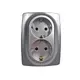 PRIME ШУКО КОНТАКТ СЪС ЗАЩИТНИ КАПАЧЕТА 2x2P+E 16A 250VAC IP20 МАТОВ АЛУМИНИЙ