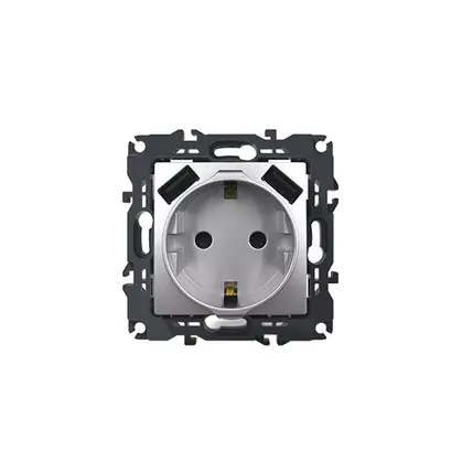 PRIME SCHUKO SOCKET WITH SAFETY SHUTTER 1x2P+E 16A 250VAC & 2 USB 5VDC 3.1A IP20 MATT ALUMINUM