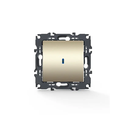 PRIME 1 GANG 2 WAY SWITCH & LED CONTROL LAMP (ON-ON) SCREWLESS 1P 10AX 250VAC IP20 MATT CHAMPAGNE