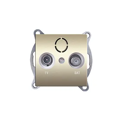 PRIME TV-SAT SOCKET END-LINE MALE & F CONNECTOR SURGE PROTECTION IP20 MATT CHAMPAGNE