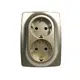 PRIME ШУКО КОНТАКТ СЪС ЗАЩИТНИ КАПАЧЕТА 2x2P+E 16A 250VAC IP20 МАТОВО ШАМПАНСКО