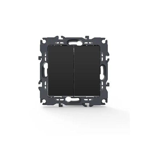 PRIME 2 GANG 1 WAY SWITCH SCREWLESS 1+1P 10AX 250VAC IP20 MATT ANTHRACITE