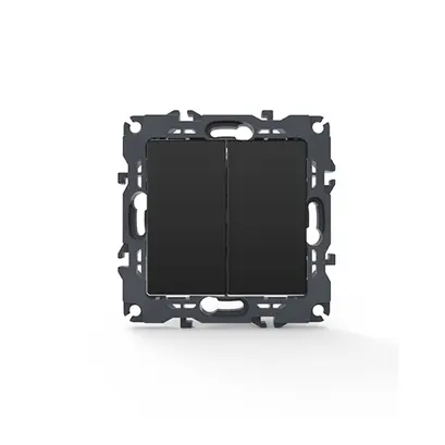 PRIME 2-КЛЮЧОВ 2-ПОЛЮСЕН ПРЕВКЛЮЧВАТЕЛ БЕЗ ВИНТОВЕ 1+1P 10AX 250VAC IP20 МАТОВ АНТРАЦИТ