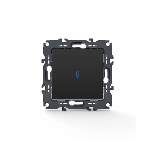 PRIME 1-КЛЮЧОВ 2-ПОЛЮСЕН ПРЕВКЛЮЧВАТЕЛ И LED ЛОКАТОРНА ЛАМПА (ON-OFF) БЕЗ ВИНТОВЕ 1P 10AX 250VAC IP20 МАТОВ АНТРАЦИТ