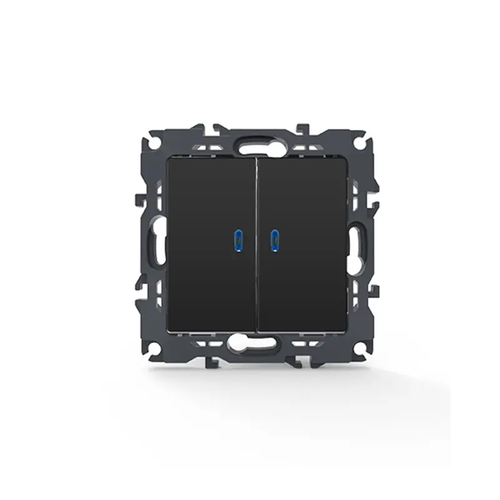 PRIME 2-КЛЮЧОВ 1-ПОЛЮСЕН ПРЕВКЛЮЧВАТЕЛ И LED ЛОКАТОРНА ЛАМПА (ON-OFF) БЕЗ ВИНТОВЕ 1+1P 10AX 250VAC IP20 МАТОВ АНТРАЦИТ