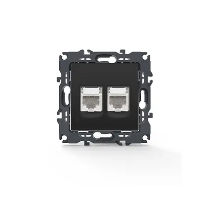 PRIME LAN КОНТАКТ 2xRJ45 CAT6 UTP IP20 МАТОВ АНТРАЦИТ