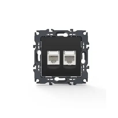 PRIME ТЕЛЕФОНЕН КОНТАКТ 1xRJ11 CAT3 IP20 И LAN КОНТАКТ 1xRJ45 CAT6 UTP IP20 МАТОВ АНТРАЦИТ