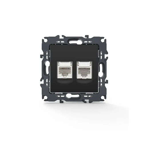 PRIME ТЕЛЕФОНЕН КОНТАКТ 1xRJ11 CAT3 IP20 И LAN КОНТАКТ 1xRJ45 CAT6 UTP IP20 МАТОВ АНТРАЦИТ
