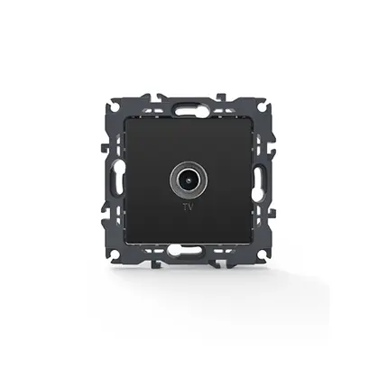 PRIME TV КОНТАКТ КРАЕН МЪЖКИ КОНЕКТОР И ЗАЩИТА ОТ ПРЕНАПРЕЖЕНИЕ IP20 МАТОВ АНТРАЦИТ