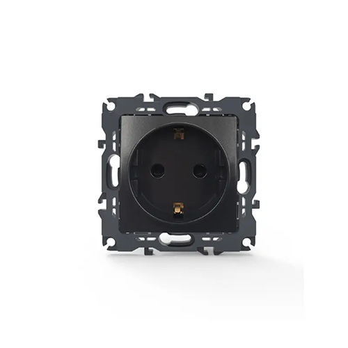 PRIME ШУКО КОНТАКТ СЪС ЗАЩИТНИ КАПАЧЕТА 1x2P+E 16A 250VAC IP20 МАТОВ АНТРАЦИТ