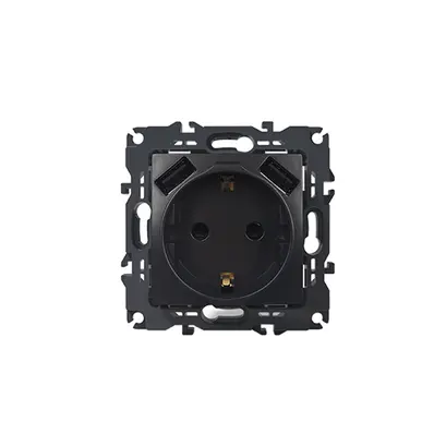 PRIME ШУКО КОНТАКТ СЪС ЗАЩИТНИ КАПАЧЕТА 1x2P+E 16A 250VAC И 2 USB 5VDC 3.1A IP20 МАТОВ АНТРАЦИТ