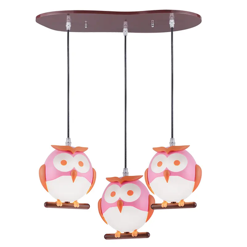 PENDANT LUMINAIRE 3XE14 PINK PLASTIC OWL 50Χ30ΧΗ100CM KOKKA