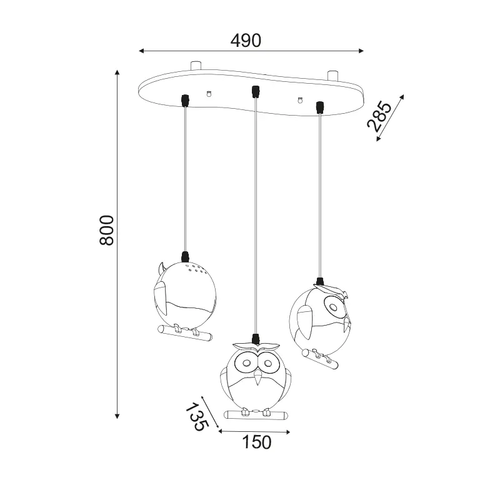 PENDANT LUMINAIRE 3XE14 PINK PLASTIC OWL 50Χ30ΧΗ100CM KOKKA - изображение 2