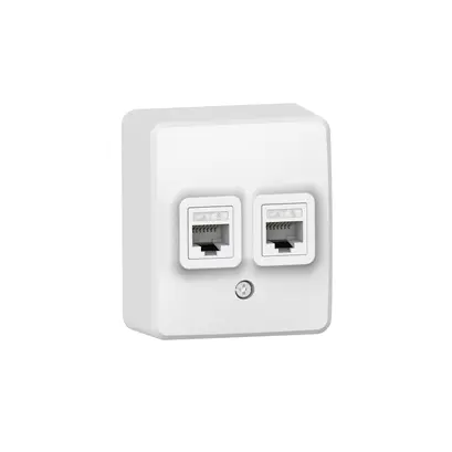 MURATA ДВОЕН LAN КОНТАКТ ЗА СТЕНЕН МОНТАЖ 2xRJ45 CAT6 UTP IP20 БЯЛ