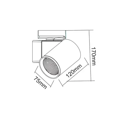 СИВ LED ПРОЖЕКТОР ЗА ШИНА 20W 3000K 1-ФАЗЕН 34° 2000LM 230V AC Ra80