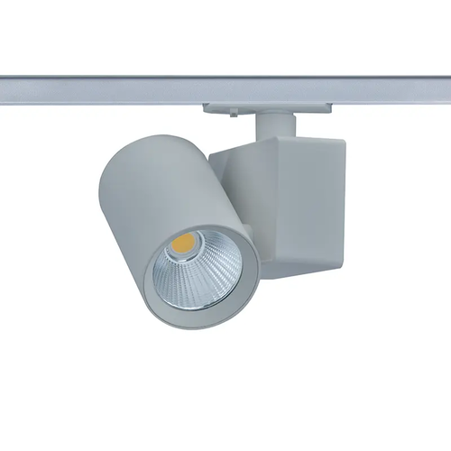 СИВ LED ПРОЖЕКТОР ЗА ШИНА 20W 3000K 1-ФАЗЕН 34° 2000LM 230V AC Ra80