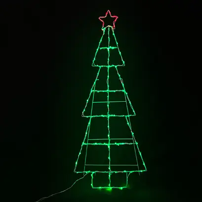 КОЛЕДНО ДЪРВО 100 LED МОТИВ 2-ТЕЛЕНО ВЪЖЕ СВЕТЛИНА, МНОГОЦВЕТЕН СТАБИЛЕН, IP44, 60 * 150cm 5m LEAD КАБЕЛ