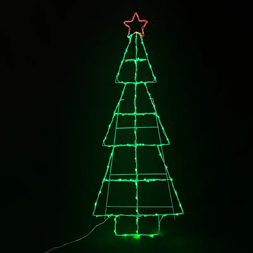КОЛЕДНО ДЪРВО 100 LED МОТИВ 2-ТЕЛЕНО ВЪЖЕ СВЕТЛИНА, МНОГОЦВЕТЕН СТАБИЛЕН, IP44, 60 * 150cm 5m LEAD КАБЕЛ