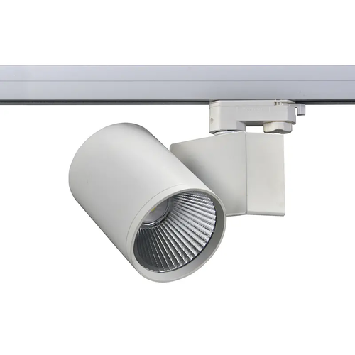 ПЯСЪЧНО БЯЛ LED ПРОЖЕКТОР ЗА ШИНА 40W 3000K 3-ФАЗЕН 38° 4200LM 230V AC Ra80 5 ГОДИНИ