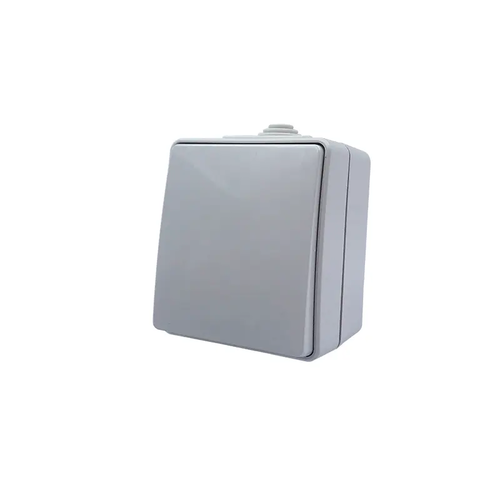 ARMY 1 GANG PUSH BUTTON SWITCH WALL MOUΝΤED WATERPROOF SCREWS 1P 10A 250VAC IP55 LIGHT GREY