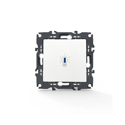 PRIME 1 GANG PUSH BUTTON & LED LAMP SCREWLESS 1P 10A 250VAC IP20 WHITE