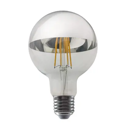LED ФИЛАМЕНТ E27 DIM G95 8W СРЕБЪРЕН 2700K 230V AC 900LM RA80 30000H 180°