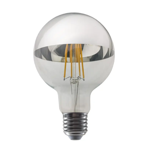 LED ФИЛАМЕНТ E27 DIM G95 8W СРЕБЪРЕН 2700K 230V AC 900LM RA80 30000H 180°