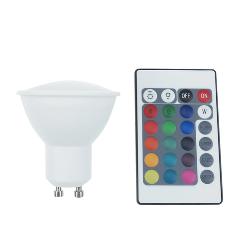LED SMD GU10 5W IR RGB+3000K 230V AC 400LM RA80 30000H 75° С ДИСТАНЦИОННО
