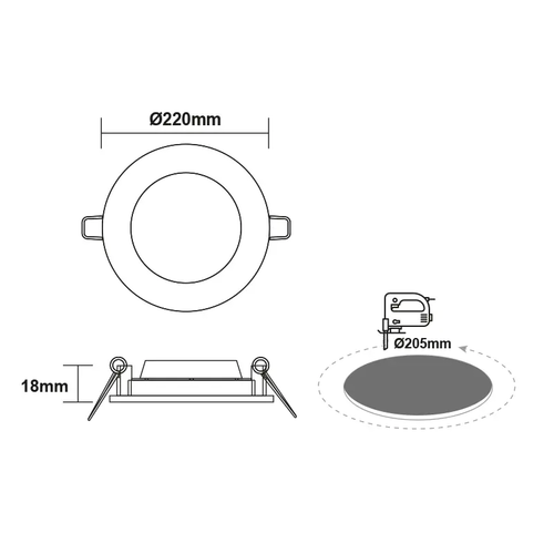 LED ПАНЕЛ БЯЛ КРЪГЪЛ 22W 6500K 2400Lm  Φ220 230V AC Ra80 - изображение 2