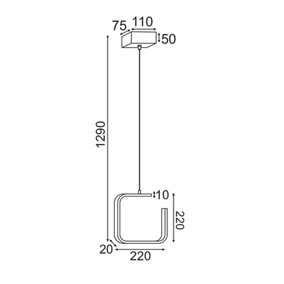 ВИСЯЩА ЛАМПА ЛЕД 8W 3000K 780LM БЯЛО МЕТАЛНО 22X11XH129CM EUCLID1