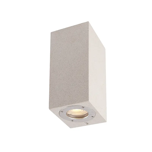 ^WALL UP-DOWN SQUARE SPOT LUMINAIRE IP65 2XGU10 WHITE CEMENT