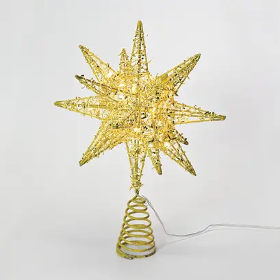 ^ „ЗЛАТНА ЗВЕЗДА 1“ 20 МИНИ WW LED СВЕТЛИНИ, БАТЕРИЯ 3ΧΑΑ,IP20 28x5x20cm